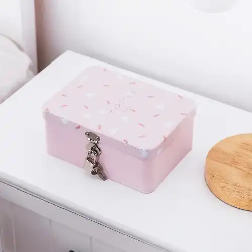 长方形_锁盒热销小箱子大容量硬币铁盒子收纳盒长方形儿童衣柜物品