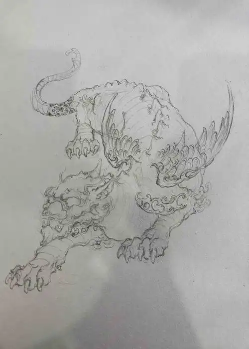 貔貅素描设计稿——由龙作品