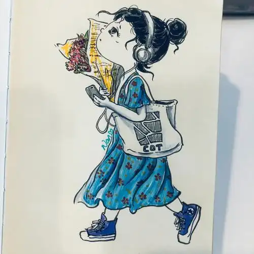 马克笔手绘少女