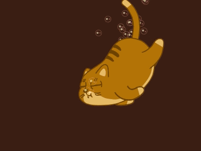 卡通猫咪水底鱼群游泳gif动图_动态图_表情包下载_soogif