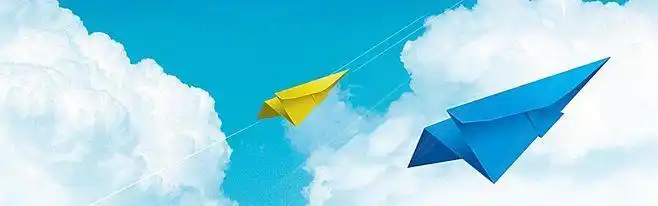 横幅背景,全屏banner背景,纸飞机,蓝黄,童年,梦想,天空,海报banner