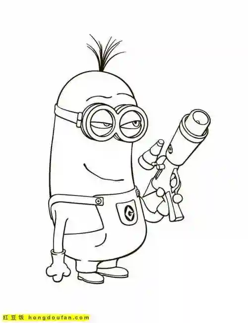 们最喜欢的活力充沛的小黄人卡通涂色图片-红豆饭小学生简笔画大全