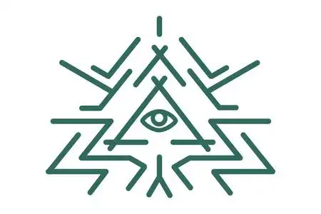 所有的眼睛和魔法符号在三角形内.照片