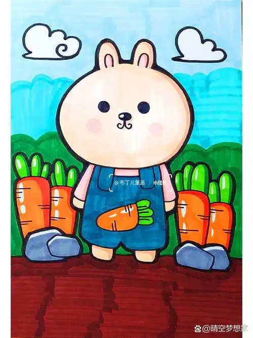 (附大图)马克笔儿童画 可爱动物简笔画