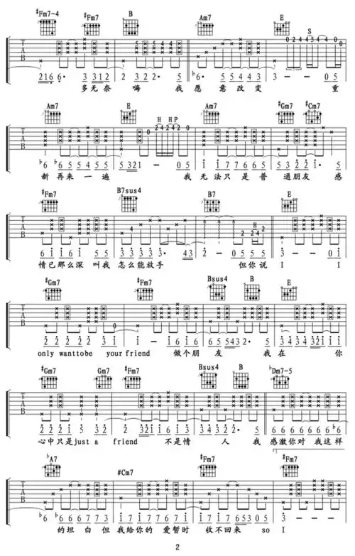普通朋友-陶喆-图片吉他谱-1