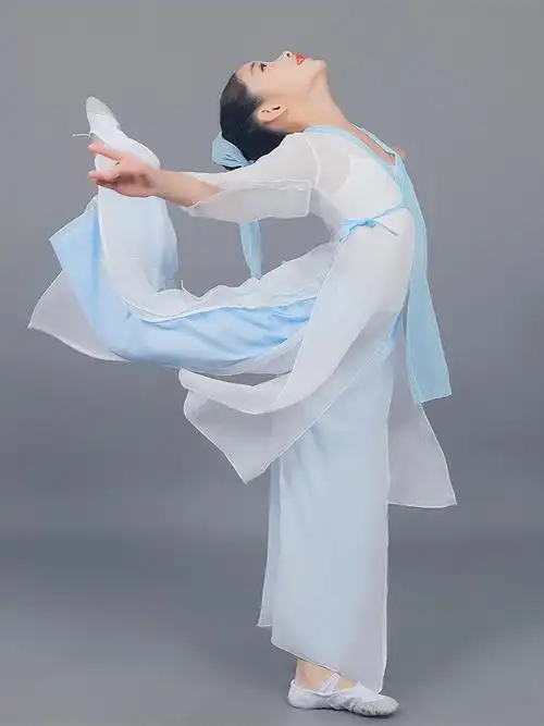 儿童古典舞练功服飘逸清新舞蹈服套装女童舞古风演出服装