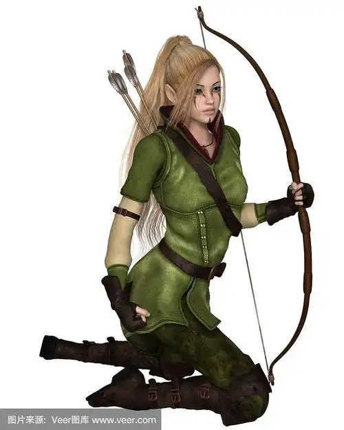 金发女精灵弓箭手,跪