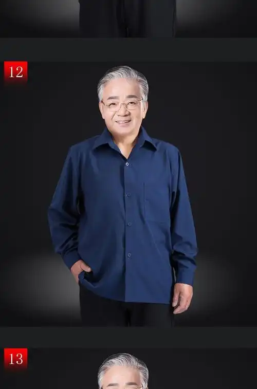 老爷爷夏季衣服男中老年长袖衬衫薄款爸爸夏装老人70岁衬衣80岁男装