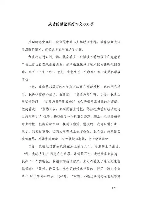 成功的感觉真好作文600字