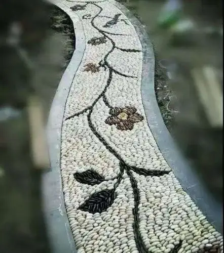 湖南长沙园林景观鹅卵石厂家及鹅卵石铺路图案及铺路施工方法