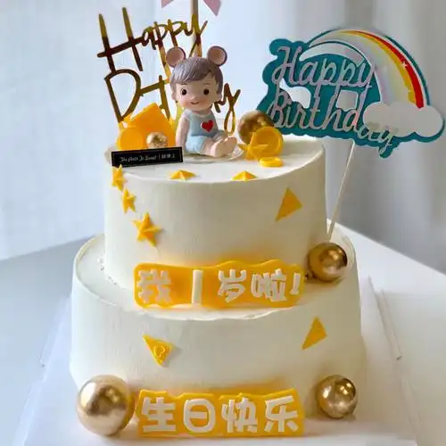 网红双层生日蛋糕男孩男孩儿儿童宝宝艾伦小王子周岁仿真水果
