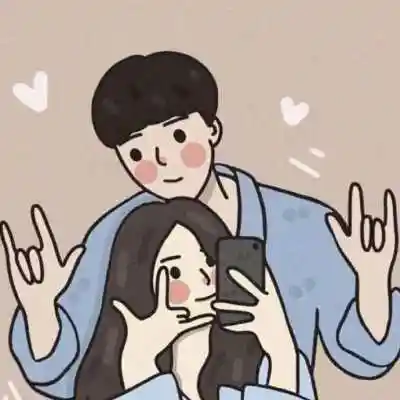 插画风格情人头像,情侣头像图片-回车桌面
