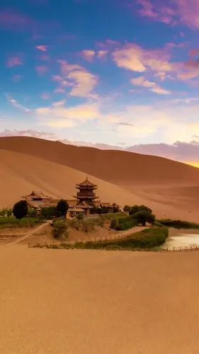 河西走廊上的明珠之敦煌,风景-手机壁纸