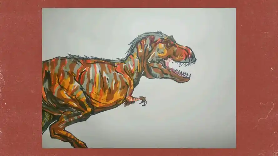 【手绘恐龙】马克笔手绘霸王龙._哔哩哔哩_bilibili