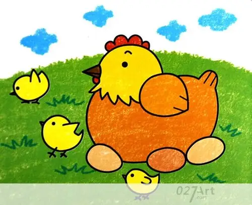 儿童画鸡妈妈和小鸡