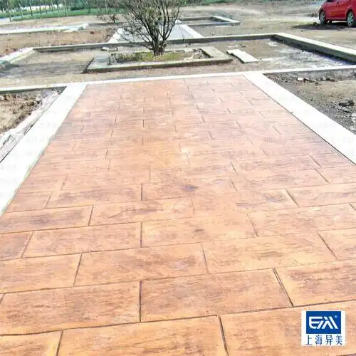 地铺石广场砖现浇混凝土压纹砖彩色水泥压膜地坪