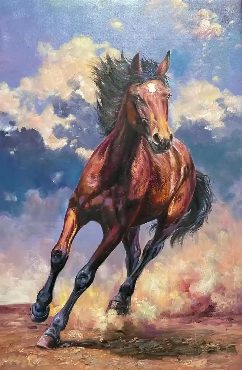 一马当先 - 九九爱画画(油画) - 抖音