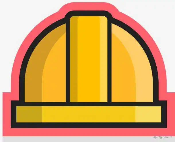 对称风格安全帽黄色png素材透明免抠图片-卡通手绘