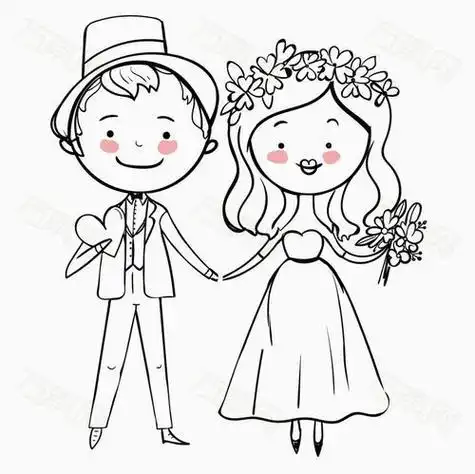 新娘拿花简笔画