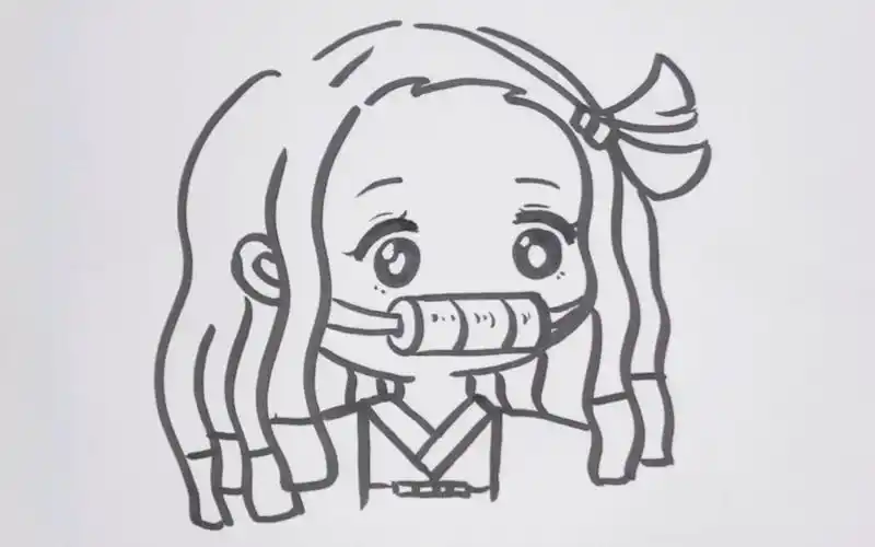 简笔画:鬼灭之刃之q版动漫可爱的祢豆子