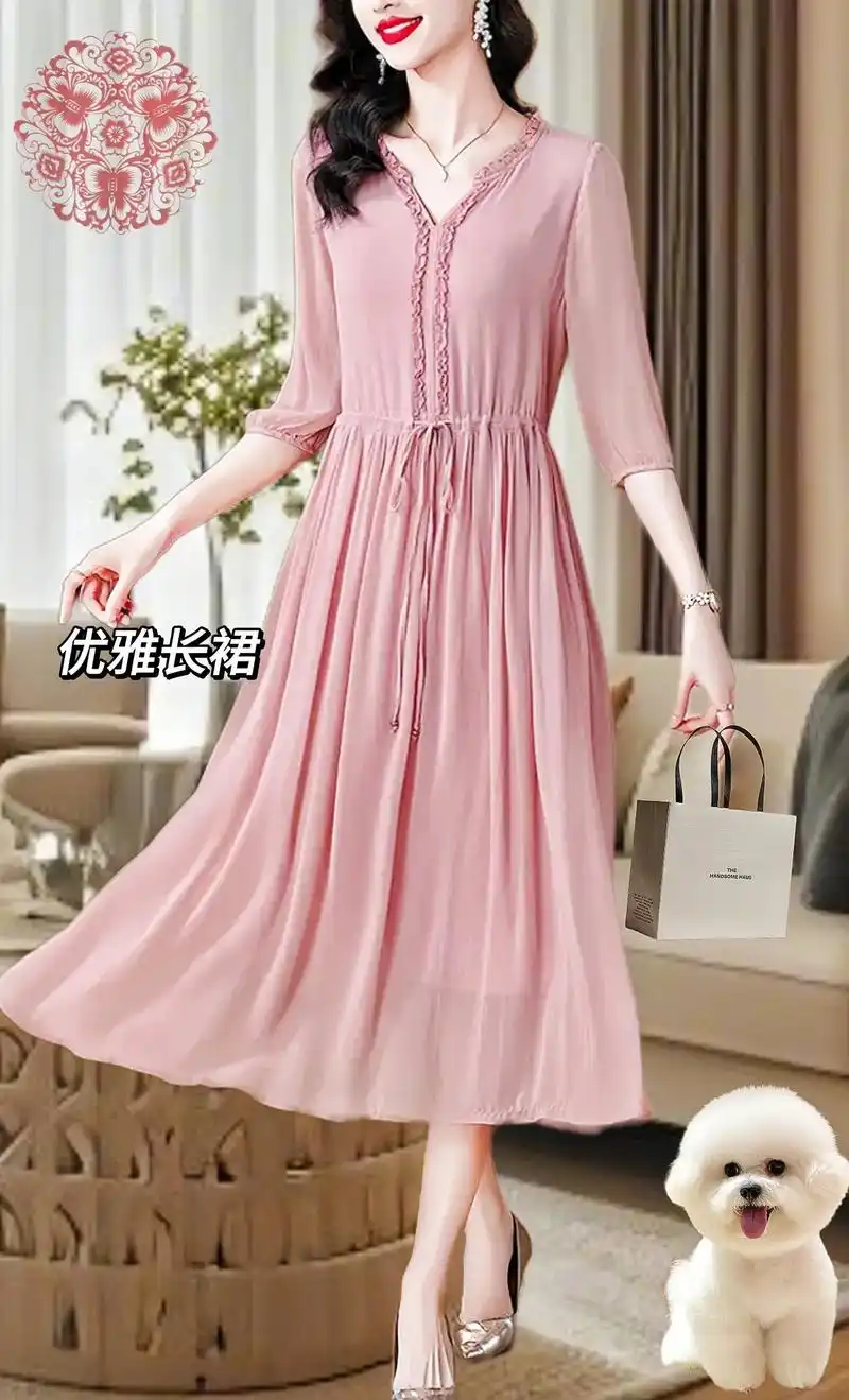 大牌高级感真丝连衣裙精选优质桑蚕丝,触感丝柔轻盈