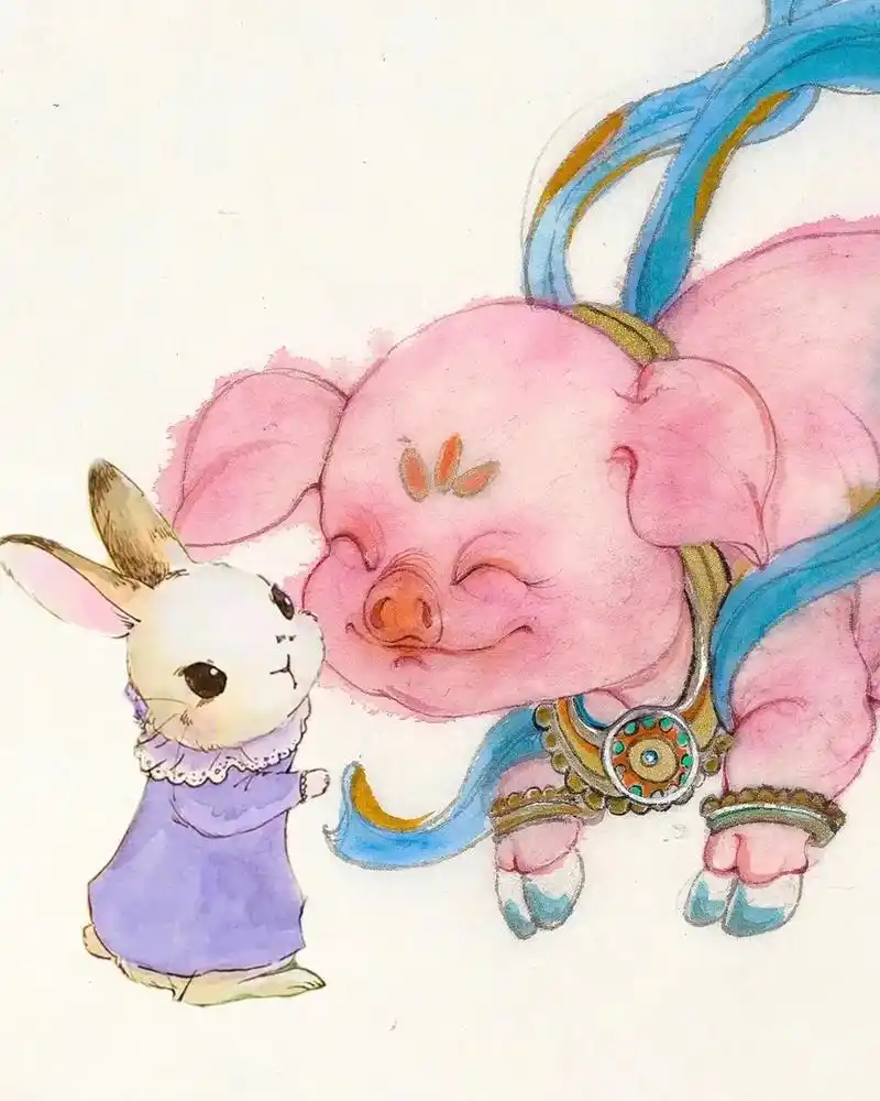 猪妈妈和兔宝女儿,"我理解的幸福就是在一起,能看着她健康长大 - 抖音