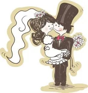 s215 结婚 婚庆典礼 卡通漫画浪漫婚礼人物夫妻矢量设计素材