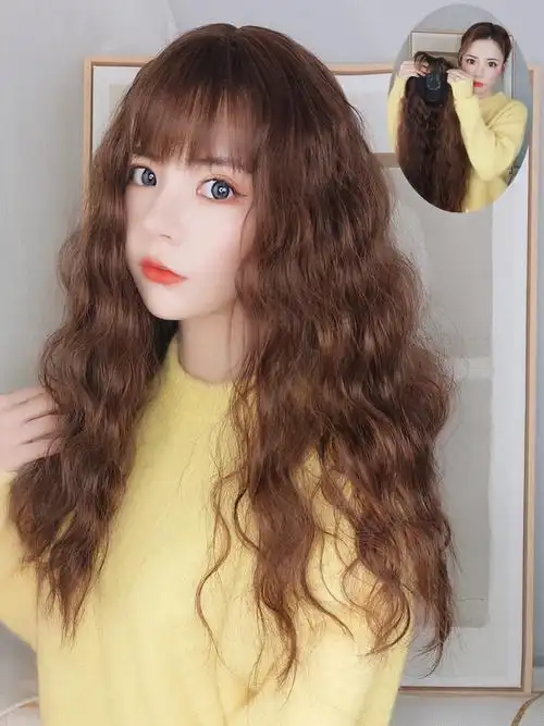 玉米烫假发女长发蓬松羊毛卷中长发泡面卷发片自然逼真全头套韩国