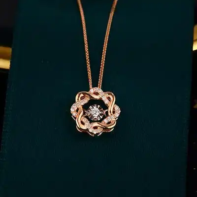 18k白金玫瑰金天然钻石灵动吊坠项链锁骨链女会跳舞的钻石小清新
