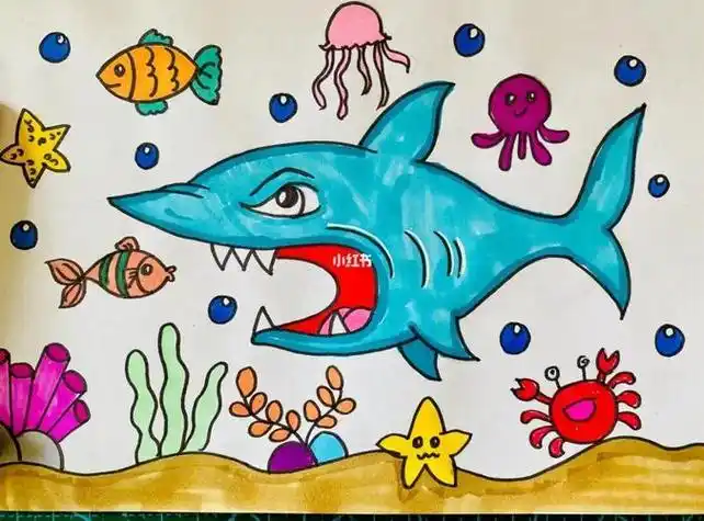 大白鲨 strong>简笔画 /strong>巨齿鲨