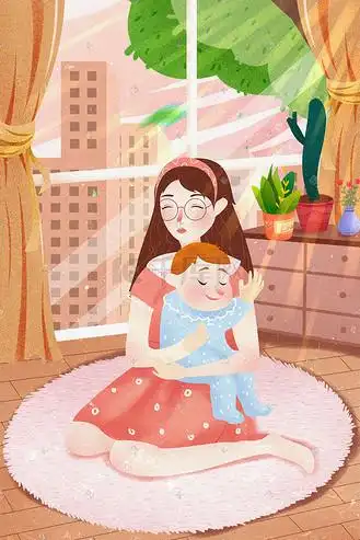 宝宝沐浴插画图片素材_唯美母亲节妈妈抱宝宝插画