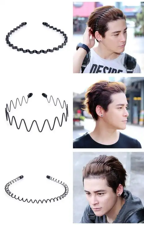 男士发箍日韩背头防滑波浪头箍韩国运动潮流简约发卡头带发带
