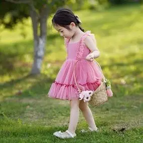 女童公主裙2022夏tutu裙甜美网红可爱粉色女宝宝蛋糕裙小女孩裙子