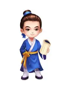 卡通古代儿童学习看书人物素材