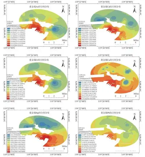 图 2         连岛周边海域重金属含量空间分布