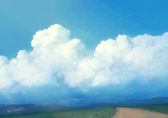 在夏天的天空里插画图片壁纸