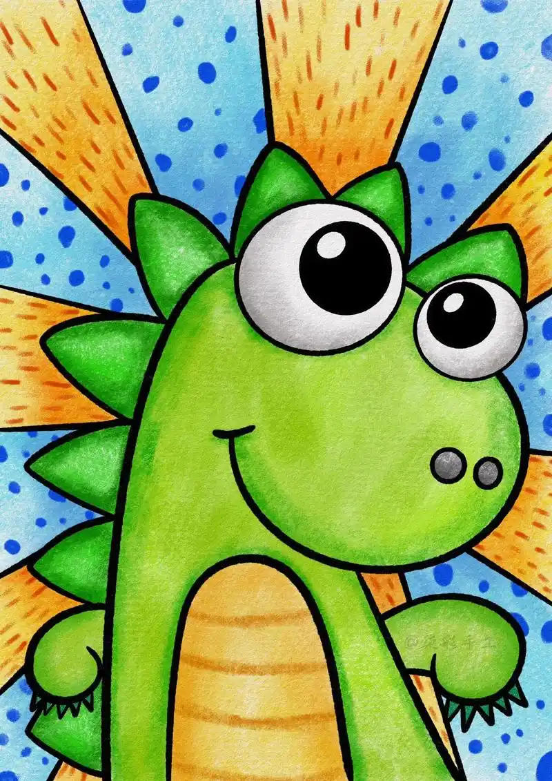 一只非常可爱的小恐龙简笔画教程,男孩子最喜欢了, - 抖音