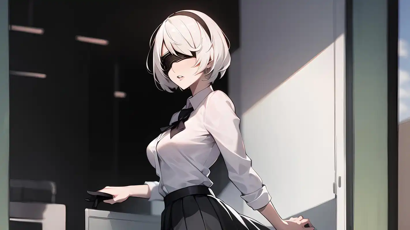 精选高清尼尔机械纪元2b小姐姐壁纸(jk版)|二次元手机游戏壁纸