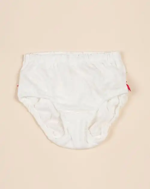 芘芘昵bebini女童米白色蝴蝶花边内裤两件装