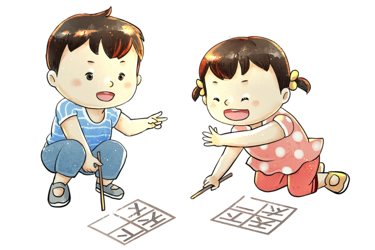 游戏12:剪子包袱锤 两个小朋友为一组,用腿做剪子包袱锤,胜者向前走