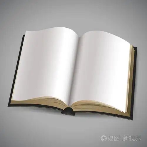 与白色的空白页打开的书.在灰色的背景上的向量图