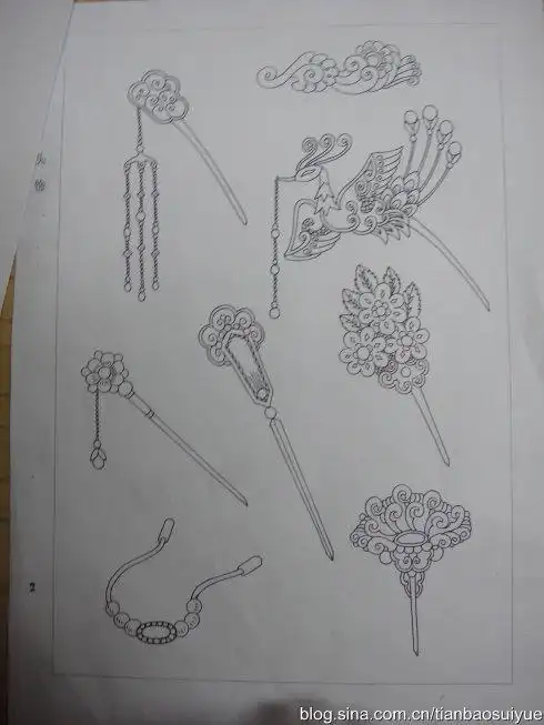 发簪设计简笔画古风发簪简笔画银凤镂花长簪简笔画发簪的简笔画有颜色