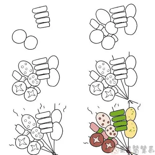 烤串麻辣烫简笔画图片教程