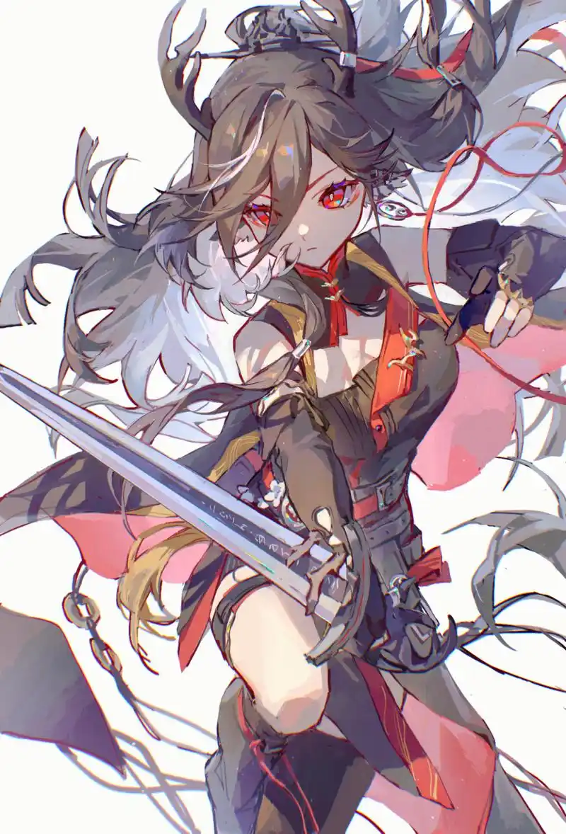 明日方舟#  仇白,夕,闪灵 画师:白花花