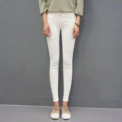 新款白色打底裤女紧身弹力九分黑白色小脚铅笔裤#1117