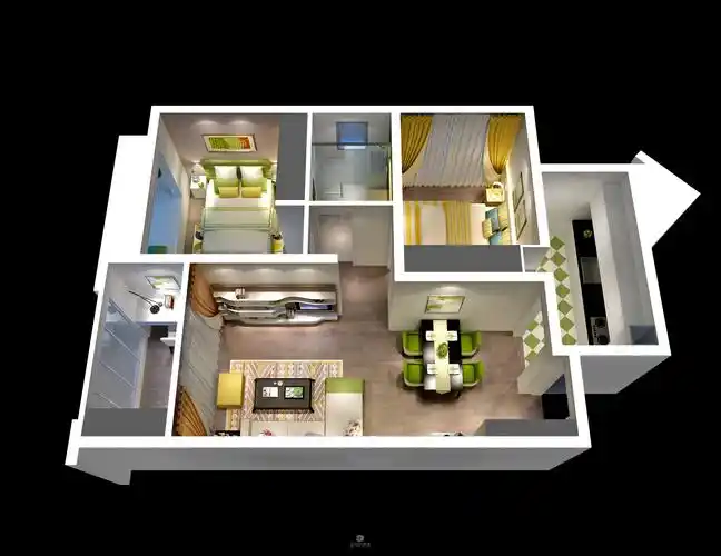 几套样板间整体模型效果图