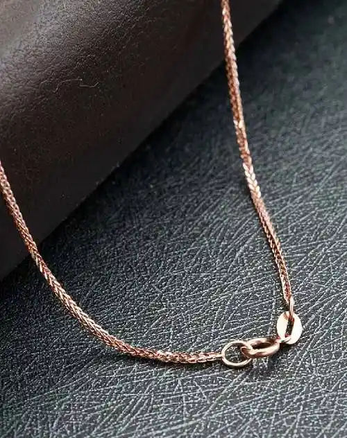 18k金玫瑰金素金18寸肖邦项链