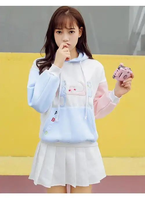 初中学生卫衣女12岁大童13少女孩子14春秋15韩版16百搭17可爱上衣_不