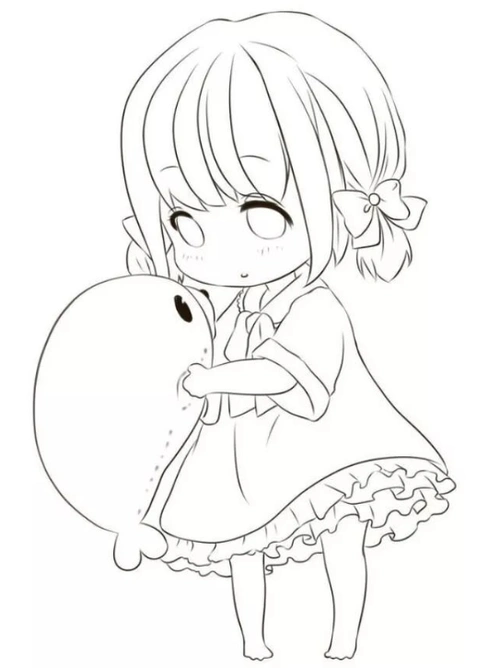 黑白线稿动漫人物线稿女生漫画线稿黑白线稿动漫人物线稿