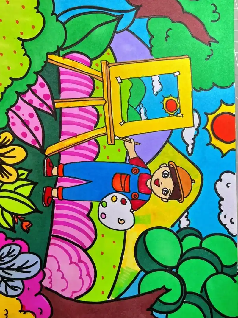 儿童创意画我是小画家.#一起学画画 #儿童画 #简笔画 #跟 - 抖音